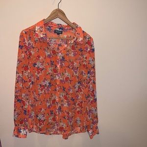 Floral ModCloth polyester semi sheer blouse!